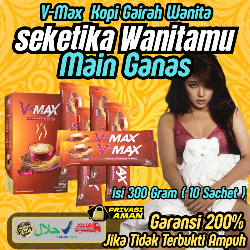 

V-MAX Minumuan KOPI Cokelat Khusus Wanita 1box Isi 10 sachet Original kopi stamina tahan lama memperbaiki mood gairah