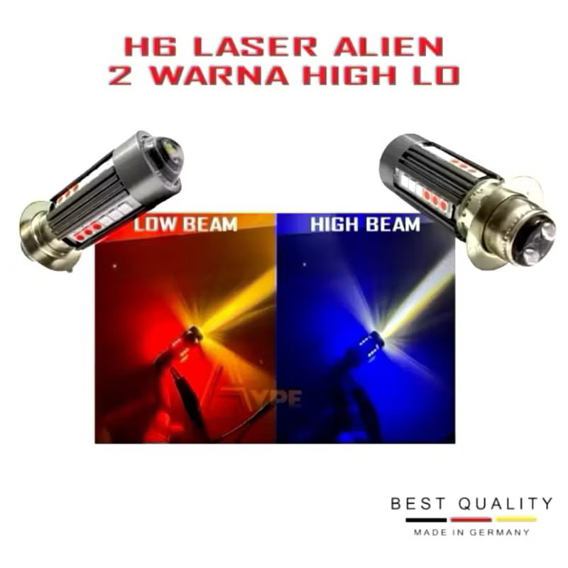 RB LAMPU Utama Motor H6 LASER 30 Led Alien H6 Led LASER 2 Warna HI / LOO 20 Watt Bohlam Led H6 LAMPU