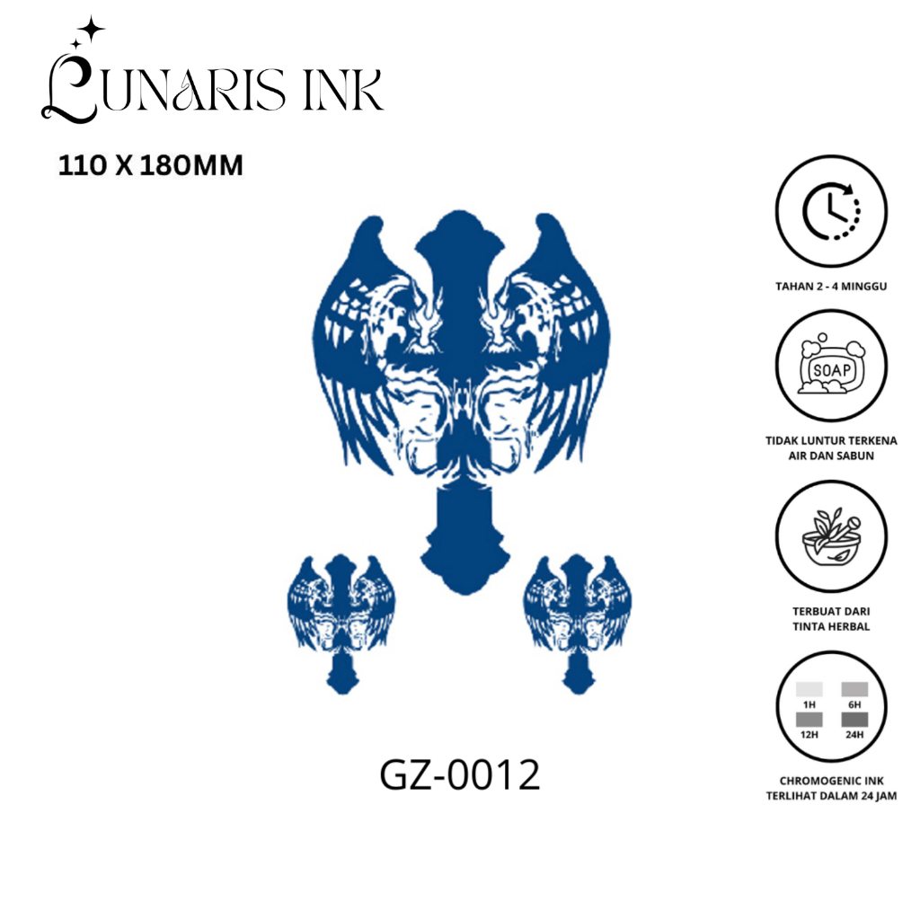 Tato Temporer Salib Besar 40 | Tatto Temporer Alami Semi Permanen | Temporary Wajah Dan Tubuh -Lunar