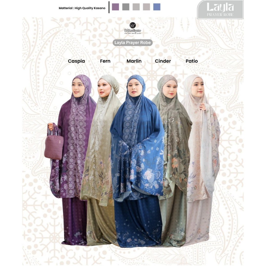 URFIMUTIYARO LAYLA PRAYER ROBE I Mukena silk motif premium