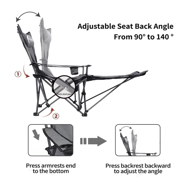 Wthb Outdoor Kursi Lipat Outdoor Portabel Kursi Lipat Lengthen Moon Kursi Pantai Lipat Portable