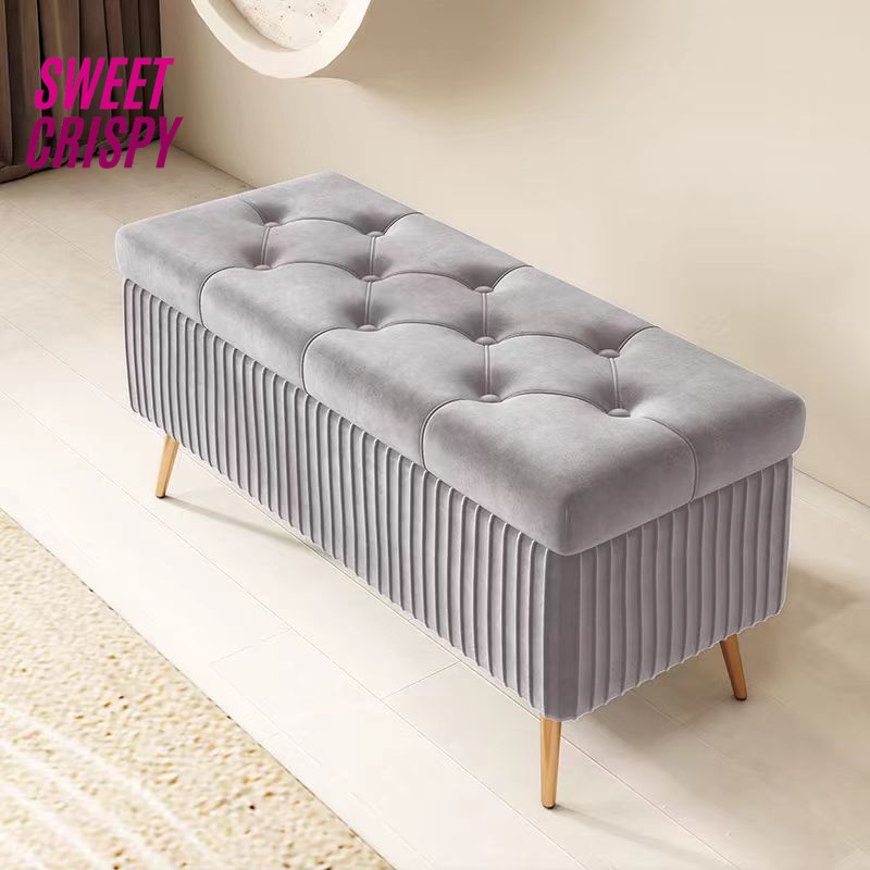 Bangku penyimpanan Bed Room Bench - Sofa Bench Kursi Bench Rak Sepatu Multifungsi Besi Gold