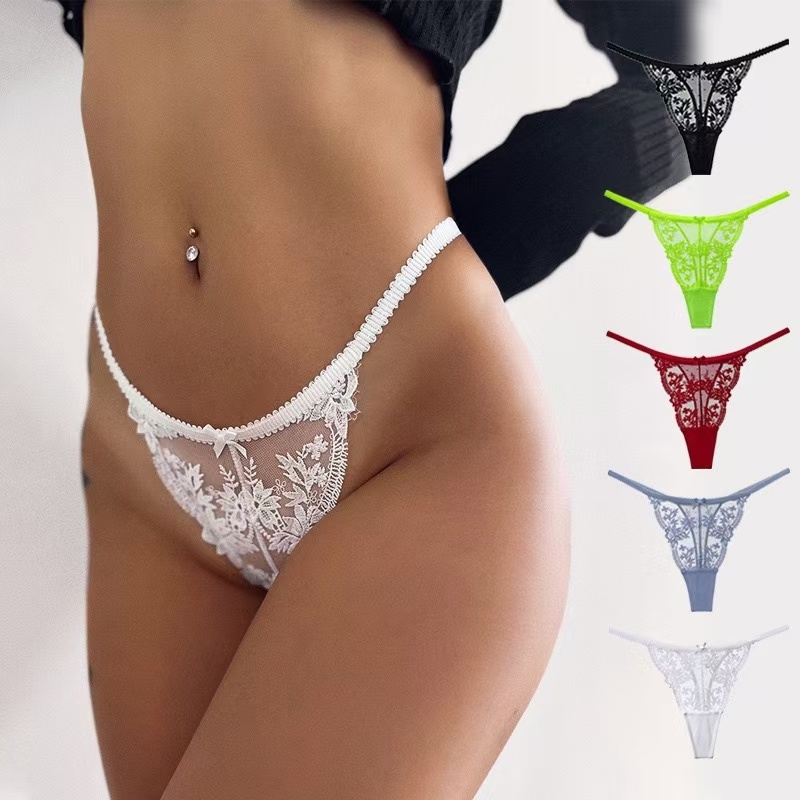 Varsbaby French sexy lace thong ultra-thin hollowed out see through seductive low waisted T-pants sl
