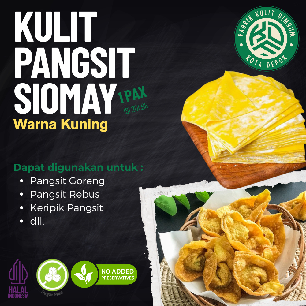 

Kulit Pangsit Kuning Isi 20lbr Lentur Halal