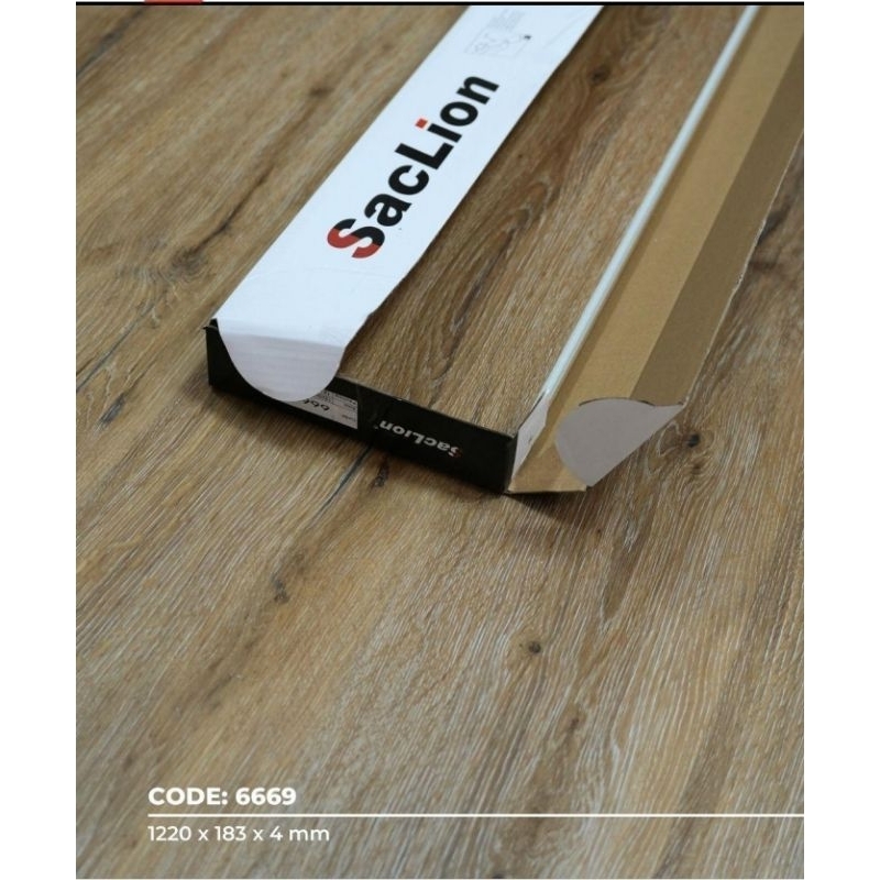 SPC SACLION Tebal 4 mm 5mm 6mm motif kayu / SPC lantai kayu / SPC flooring anti Rayap- 6689 4 mm
