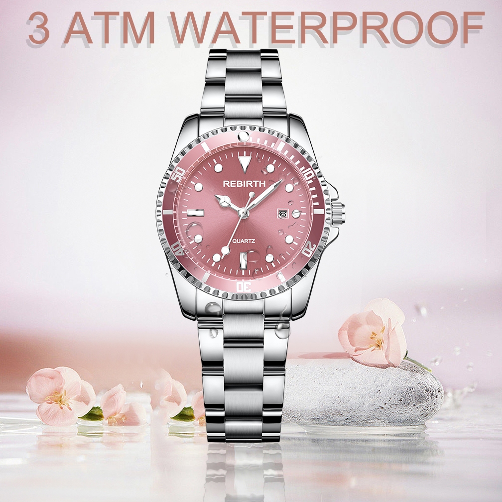 garansi rebirth jam tangan wanita anti air mode kalender luminous 2011 tali stainless steel