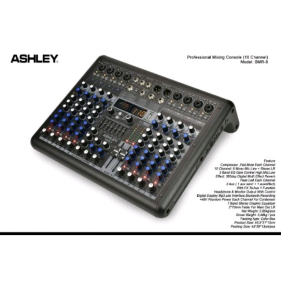 Mixer Audio 8 Channel + Bluetooth Ashley SMR 8 / SMR8