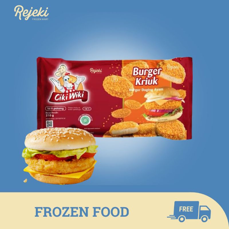 

Ciki Wiki Burger Kriuk Crispy 310gr - Rejeki Frozen Mart