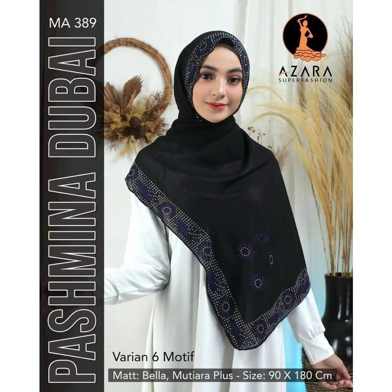 Pashmina Dubai Azara Crystal manik - Pashmina Oleh oleh umroh haji