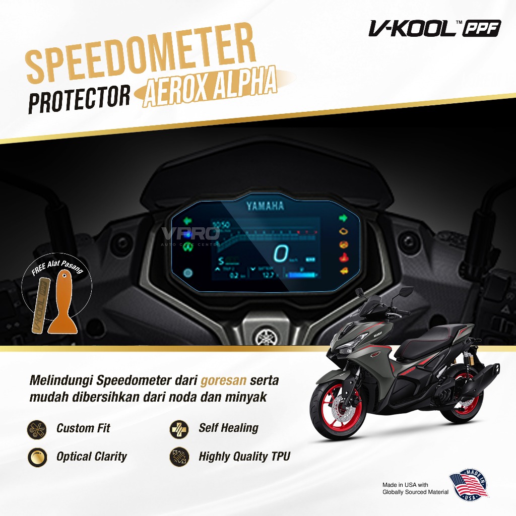 PPF Pelindung Speedometer Motor YAMAHA AEROX ALPHA / AEROX 2025 Anti Gores Motor by VKOOL PPF
