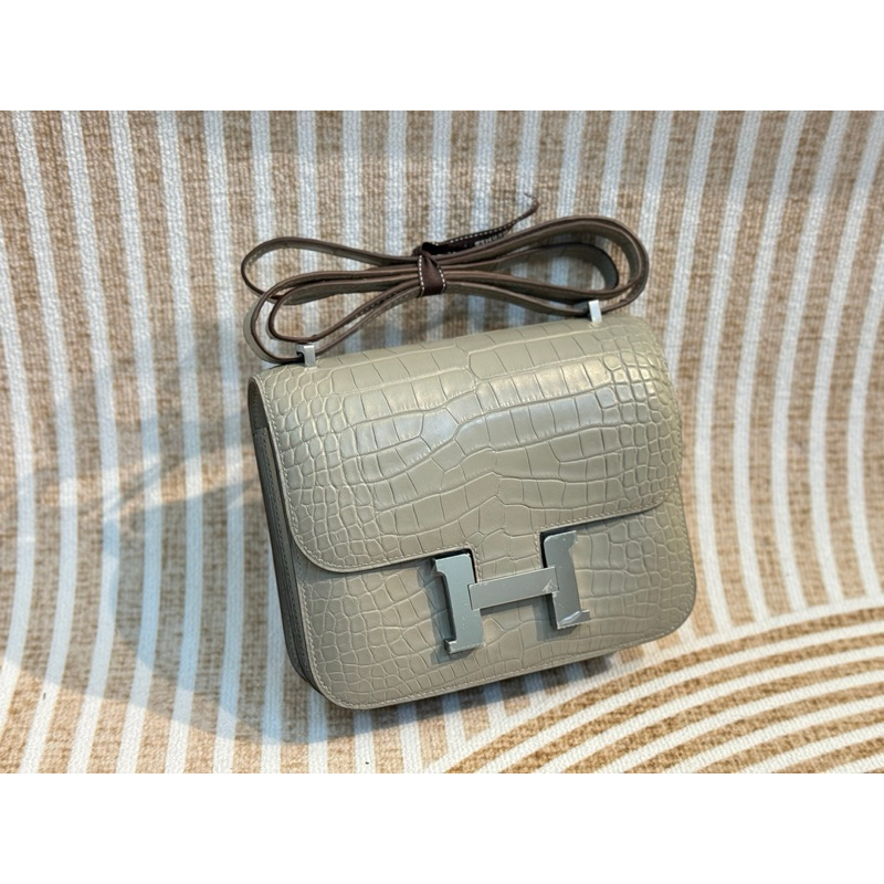 HM Alligator Cons23 Grey SHW Authentic Leather