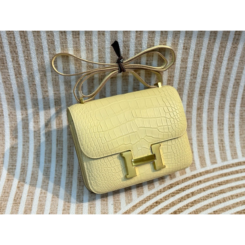 HM Alligator Cons23 Yellow GHW Authentic Leather