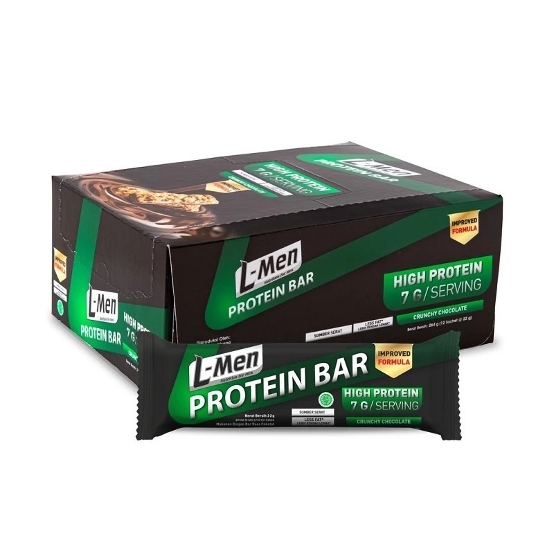 

L-Men Protein Bar High Protein Crunchy Chocolate 1 Box isi 12 Sachet (Promo)