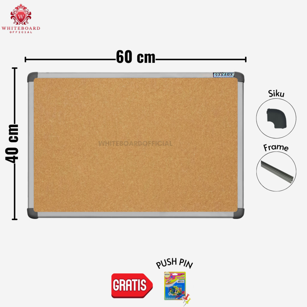 

SAKANA Softboard Gantung 40x60cm / Cork Board / Pin Board / Papan Mading / Papan Pengumuman
