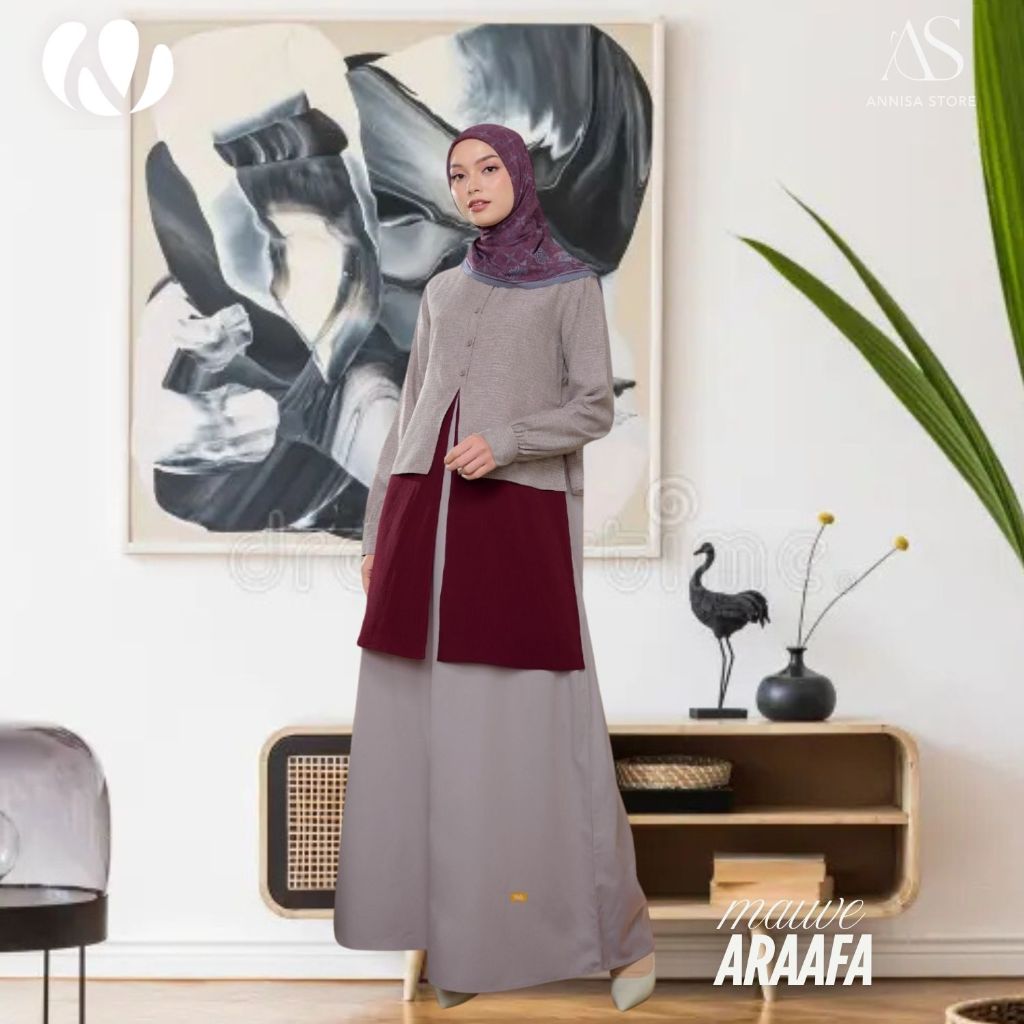 BAJU GAMIS DRESS NIBRAS ARAAFA GAMIS MOUVE / GAMIS NIBRAS  COUPLE ARAAFA MAUVE