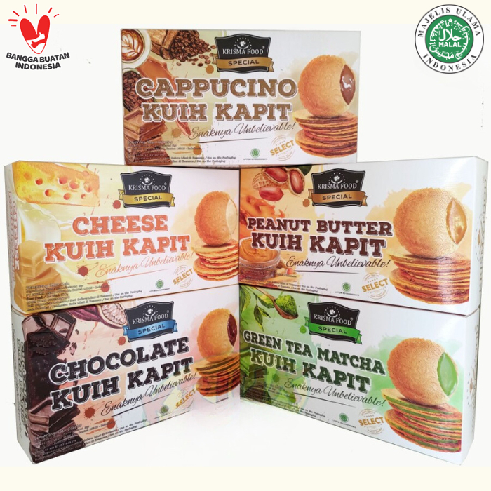

pekanbaru / krisma food kuih kapit varian rasa salted egg coffee sesame peanut butter cheese keju