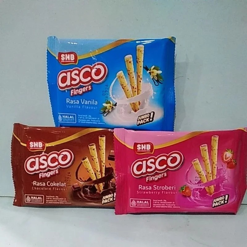 

pekanbaru / shb asco fingers varian rasa cokelat chocolate coklat stroberi strawberry vanila vanilla