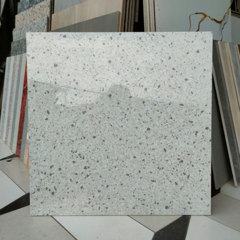 Granit lantai 60x60.Terazzo White Glossy/Essenza