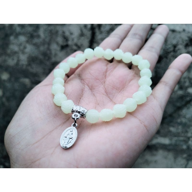 G165 GELANG BUNDA MARIA MANIK FOSFOR MOTIF MAWAR