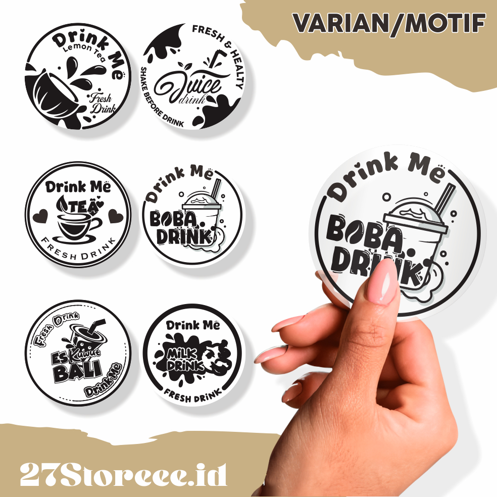 

40 pcs stiker label minuman transparan