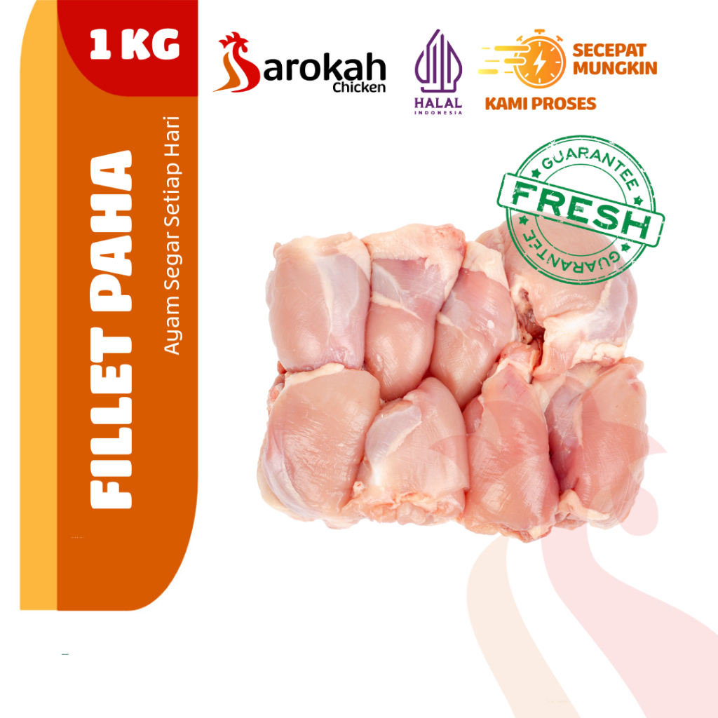 

PAHA AYAM FILLET SEGAR (BONELESS PAHA) - 1 KG - DIPOTONG SAAT PEMESANAN