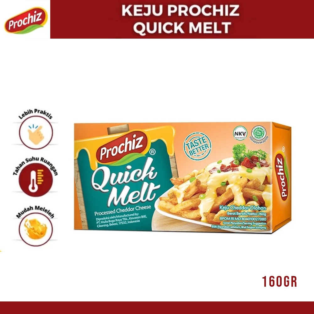 

Keju Prochiz Quick Melt Cheddar Blok 160gr Cepat Leleh