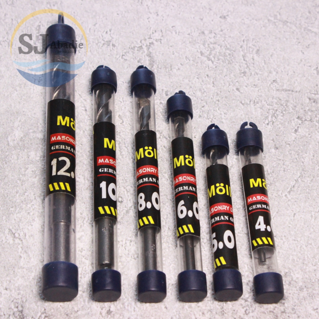 (10 PC) MOLLAR Mata Bor Beton 8 10 12 14 16 mm Masonry Drill Bits | SJ ABADIE |