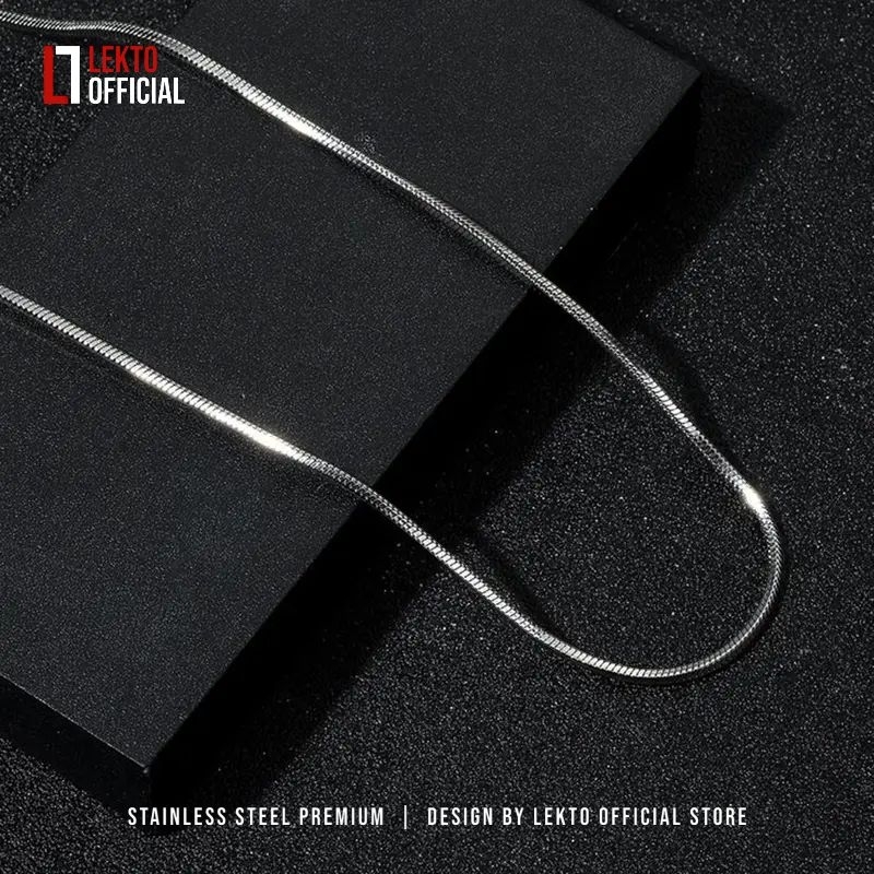 READY STOCK KALUNG TITANIUM PRIA ANTI KARAT SILVER ASLI ORIGINAL WANITA PERAK PUTIH MODEL KOTAK