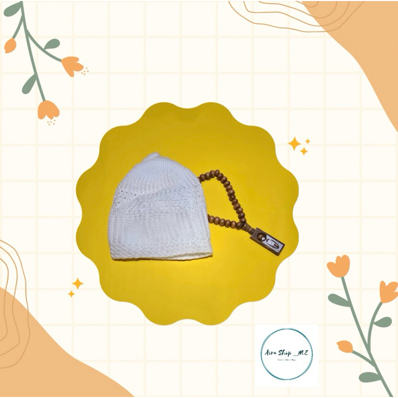 TASBIH KAYU + PECI PUTIH & HITAM /SOUVENIR 40 HARIAN/TAHLILAN/PERNIKAHAN/DLL