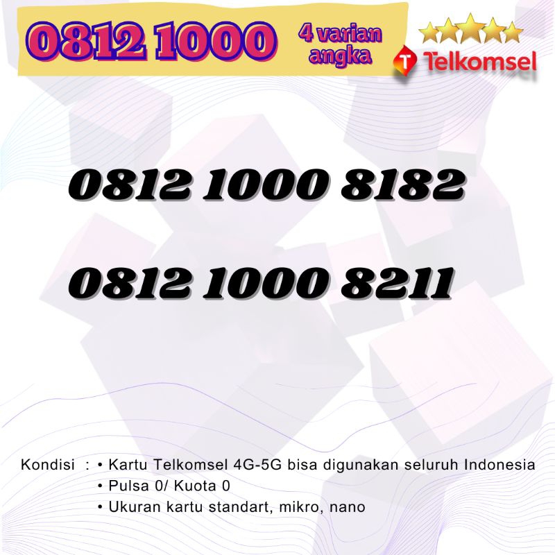 NOMOR CANTIK SIMPATI 4G 5G KARTU PERDANA 4 VARIAN ANGKA TELKOMSEL NOCAN TRIPLE 1000