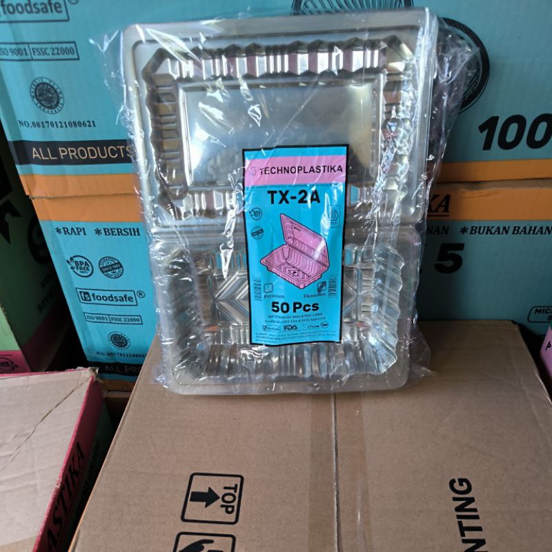 [ 1 pack 50pcs ] Mika plastik TX 2A / Tempat Makanan 2A Tebal/ Mika Kue Plastik Uk 2A - Merek Techno