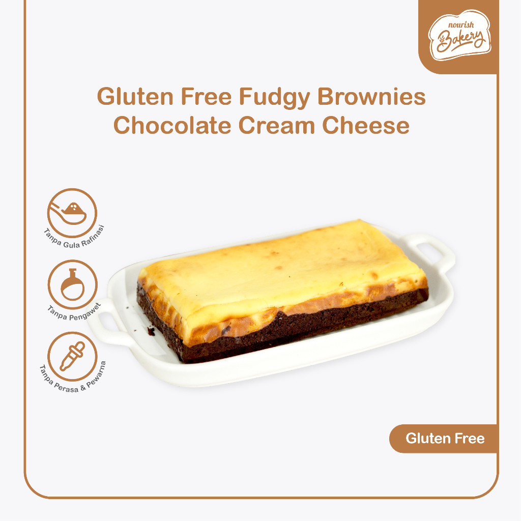 

Gluten Free Fudgy Brownies Chocolate Cream Cheese - Tanpa Gula Rafinasi, Dengan Grass Cream Cheese