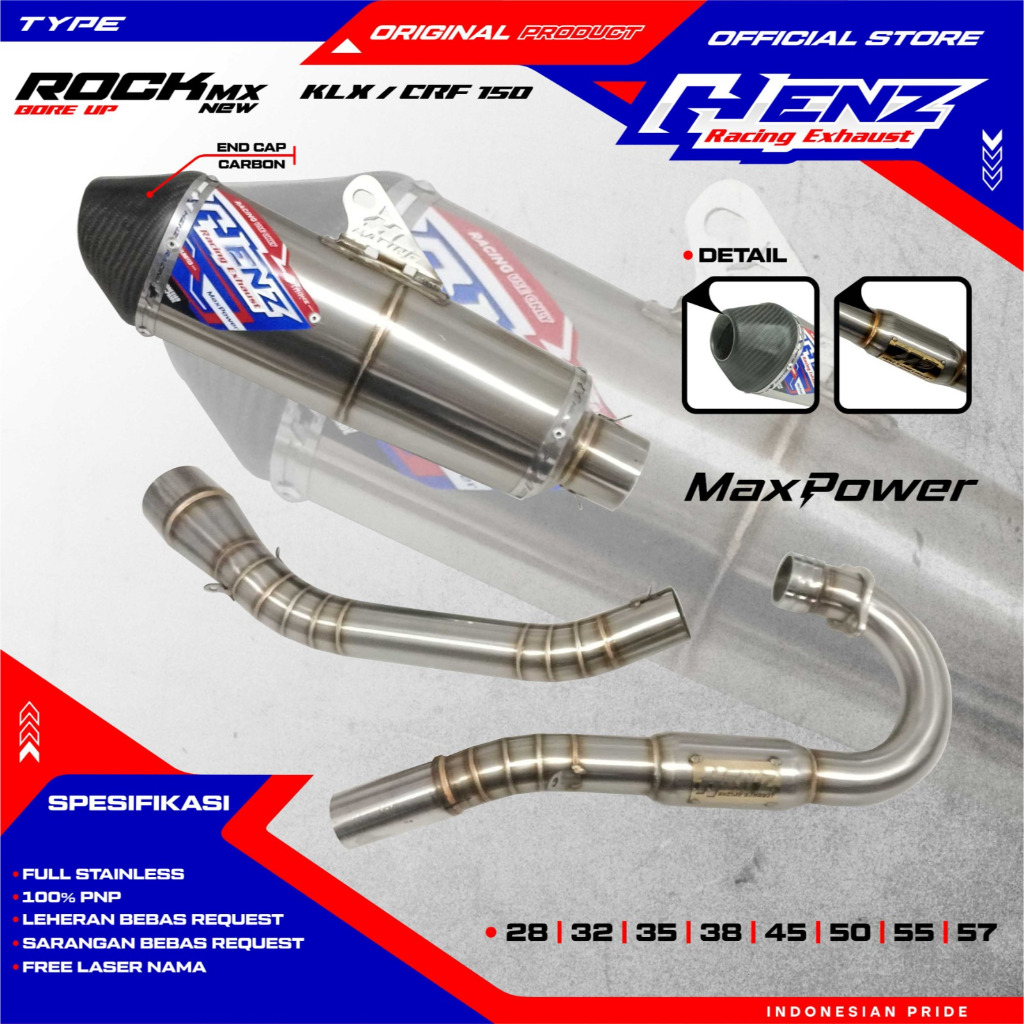 Knalpot Rock Mx new Carbon  KLX dan CRF Henz Racing Exhaust