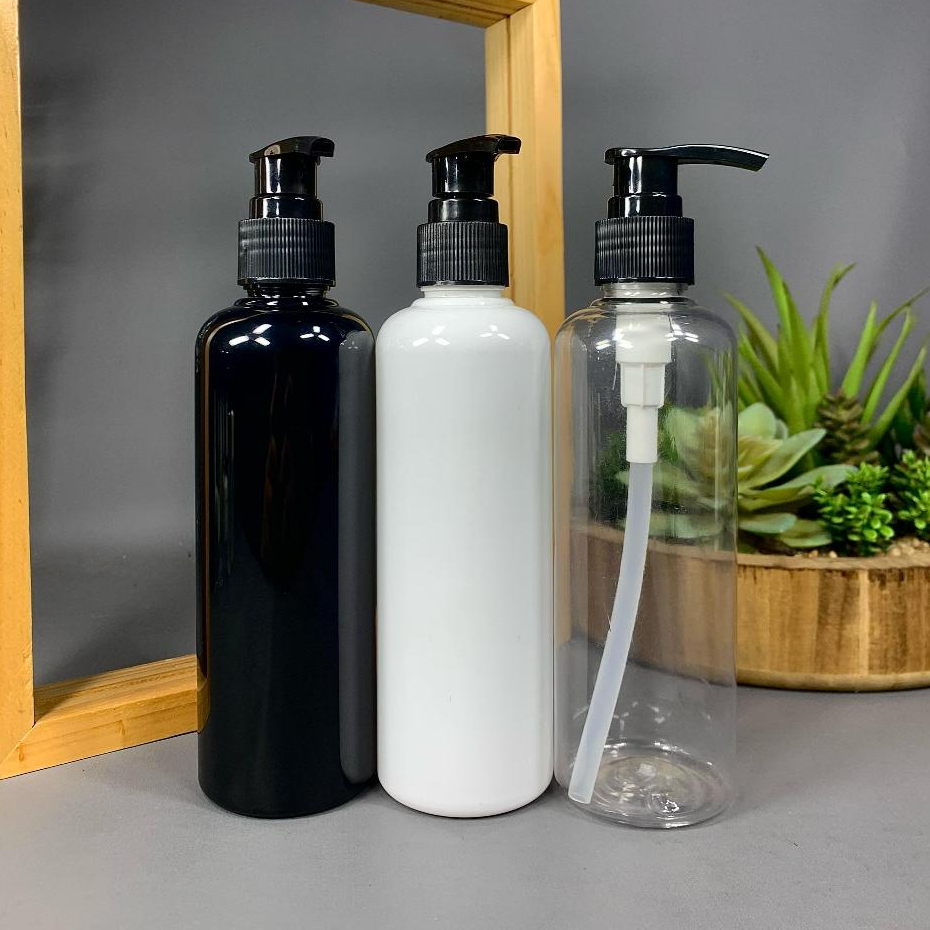 Botol Pump 250 ML PET / Botol Lotion Pump 250 ML - Tutup Pump Hitam / Botol Sabun 250 ML