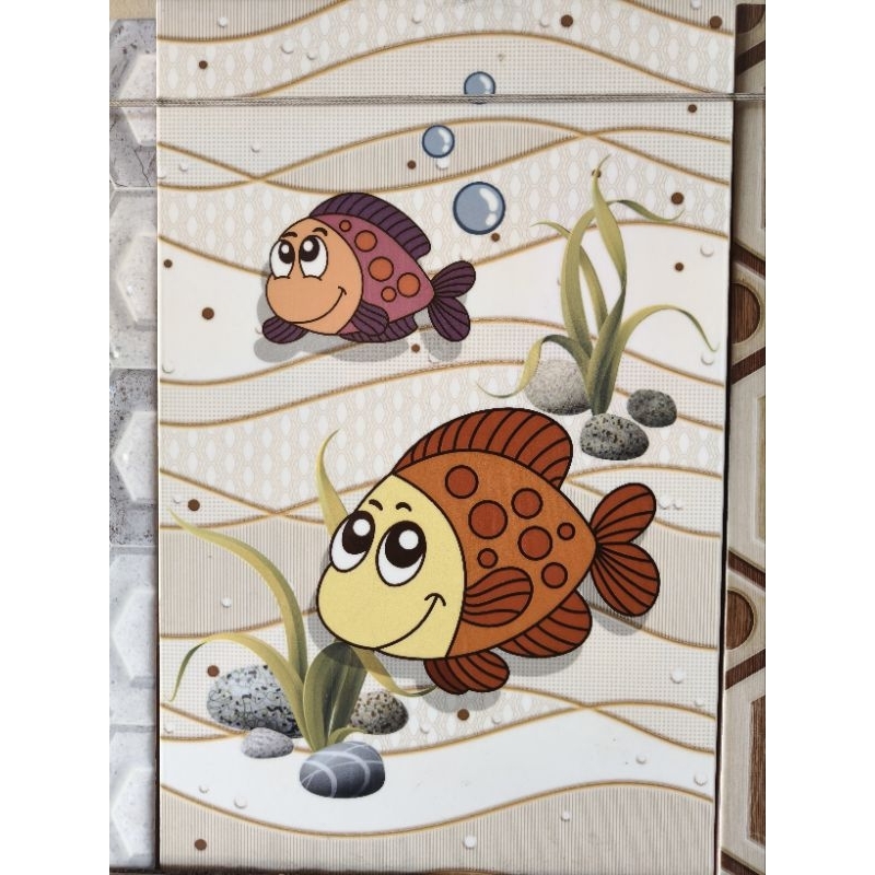 keramik dinding 25x40 - keramik dinding ikan - keramik dinding motif ikan - keramik dinding kilap - 