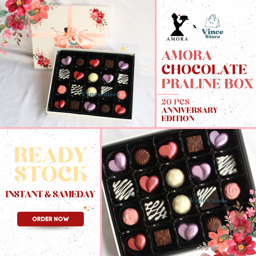 

Chocolate Praline Gift Box by Amora - Hadiah/Kado/Hampers Cokelat Anniversary Couple