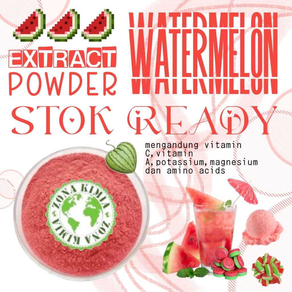 

Serbuk Buah Semangka 10gr / Extract Powder Watermelon Food Grade Pewarna Makanan Natural Semangka