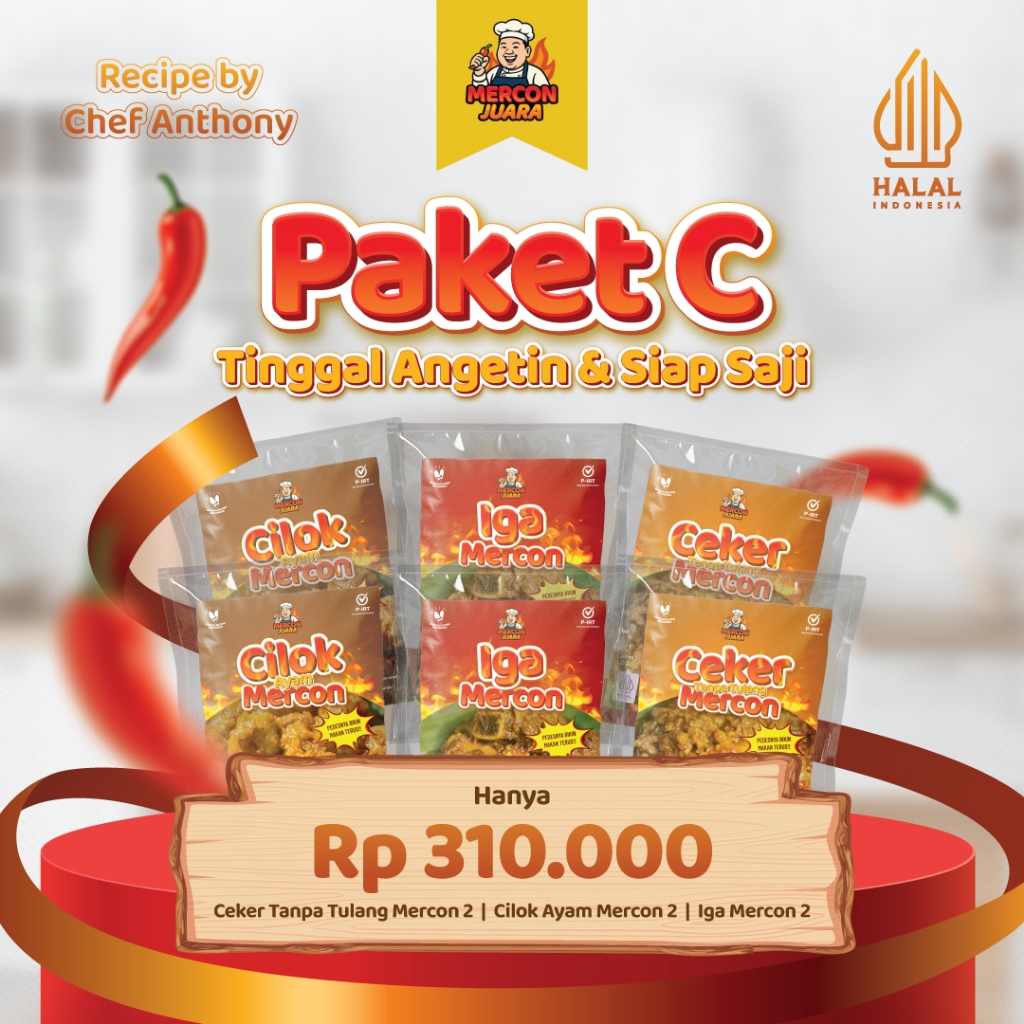 

MERCON JUARA PAKET C - Bundling 2 Pack Ceker Tanpa Tulang + Iga Mercon + Cilok Ayam Mercon