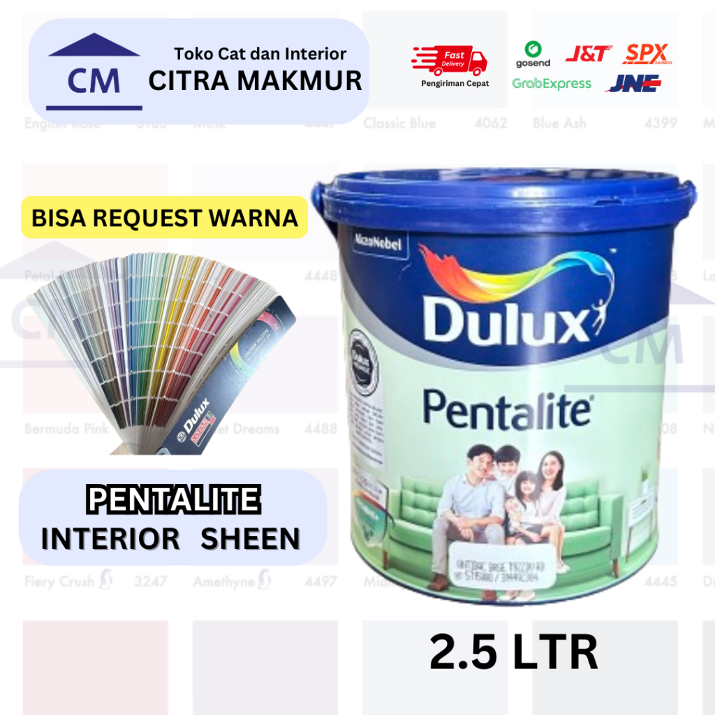 DULUX PENTALITE - 2.5 Ltr (Bisa Request Warna & Custom Warna ) CAT TEMBOK INTERIOR DULUX