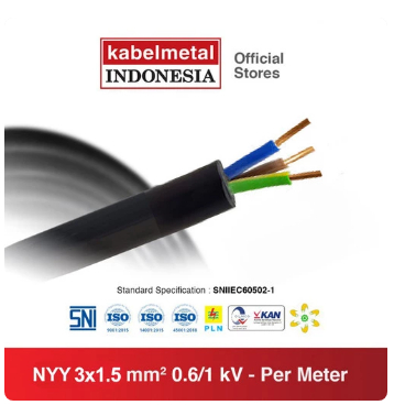 Kabel NYY 3x1.5mm 1kV Per Meter Kawat Tunggal SNI KabelMetalindonesia