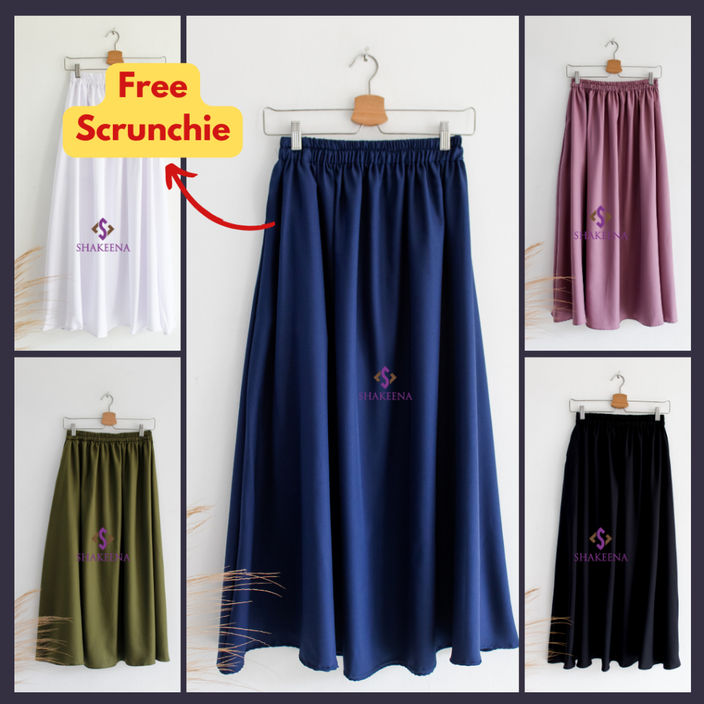 Rok panjang Wanita Lebar Polos Rok kerja ootd remaja bahan adem lembut