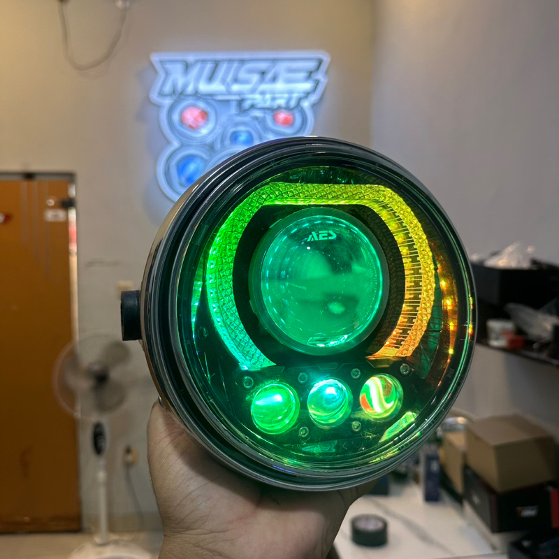 LAMPU DEPAN NINJA SS BILED AES TURBO GEN 2 FULL RGB