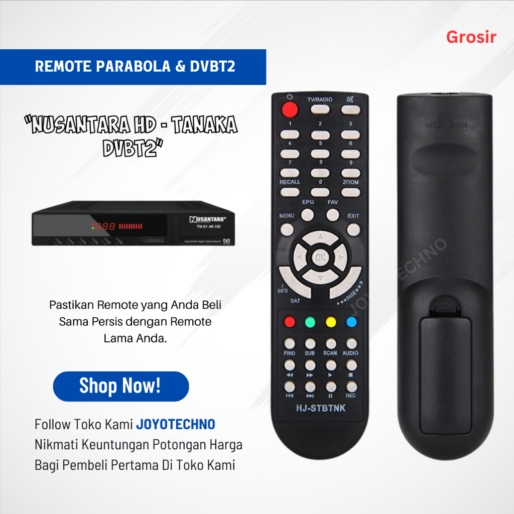 Remot Remote Receiver Parabola Tanaka Nusantara TN-01 4K HD / Transvision Nusantara HD KU / C Band