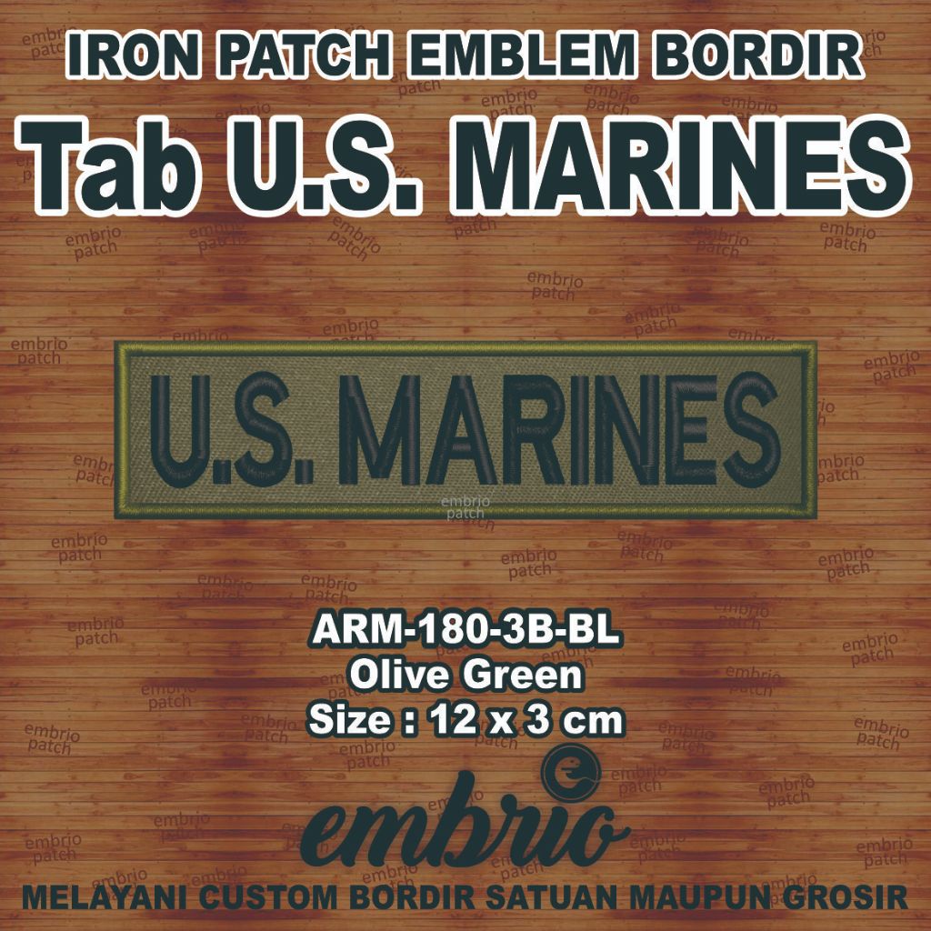 ARM-180-3B-BL Name tag US MARINE patches tab emblem bordir us marines military tactical tentara angk