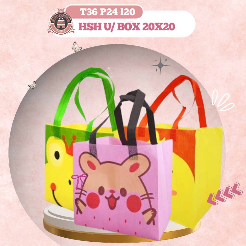 

[READY LANGSUNG KIRIM] Souvenir ulang tahun anak | Tas Spunbond Kotak Nasi Uk 20x20 | Tas Birthday Party Ukuran 36x24x20 | tas Ulang tahun serut 25x22x22