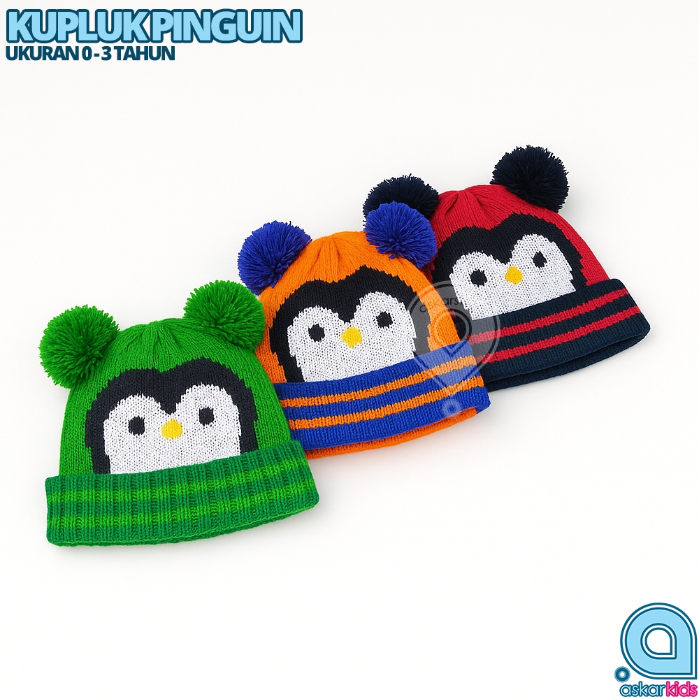 Kupluk Bayi Laki laki Perempuan Newborn Baru Lahir Kekinian Model Pinguin