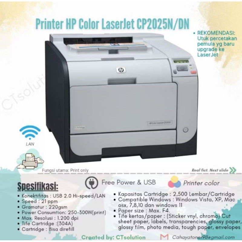 printer hp laserjet CP2025_ buat cetak undangan brosur sticker document warna & foto
