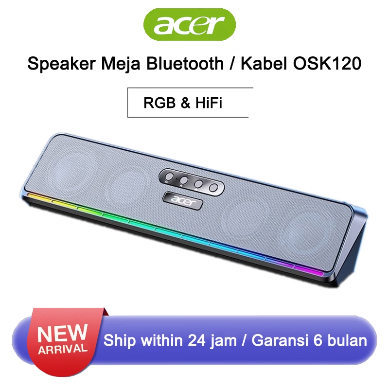 Soundbar Komputer Berkabel/Bluetooth Acer OSK120 Dengan Lampu RGB Speaker Komputer Gaming