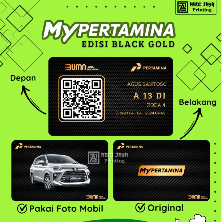 

(1 HARI JADI) Cetakk Kartu Barcode My Pertamina Edisi Black Card Pakai Foto Mobil