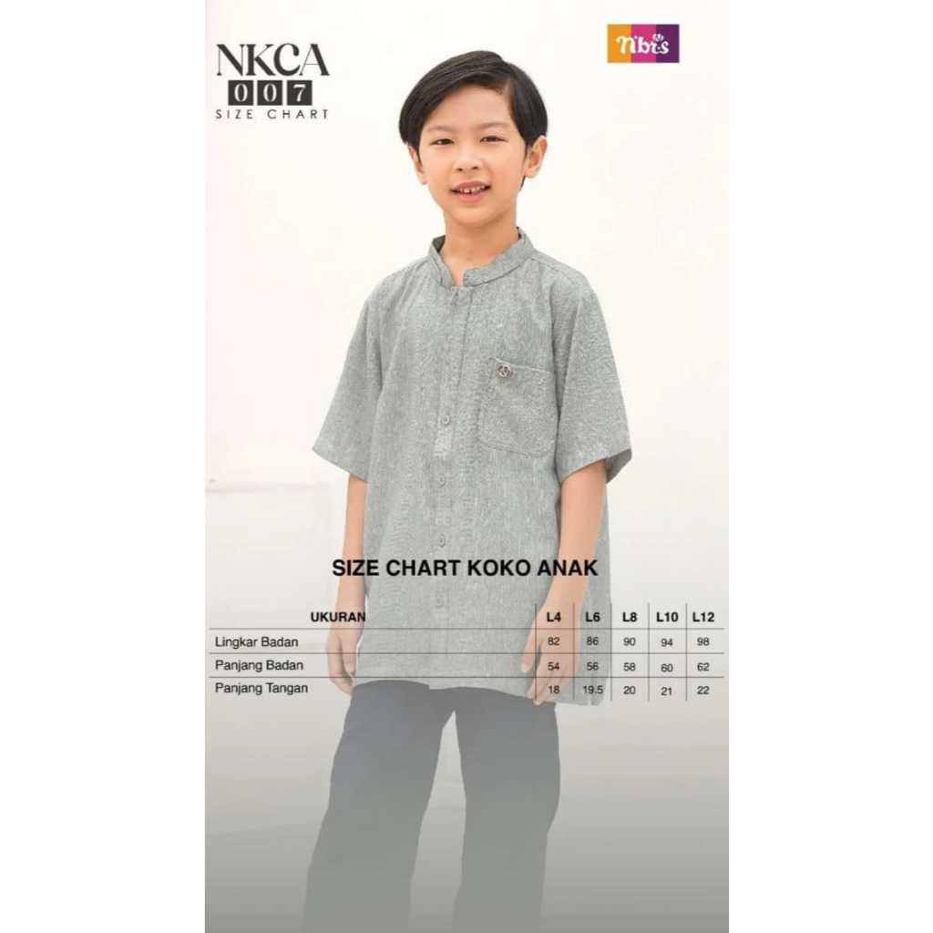NIBRAS ATASAN KOKO ANAK NKCA 007 GREY DAN BLUE BAHAN SAVERO VARIASI KERAH DAN KANCING